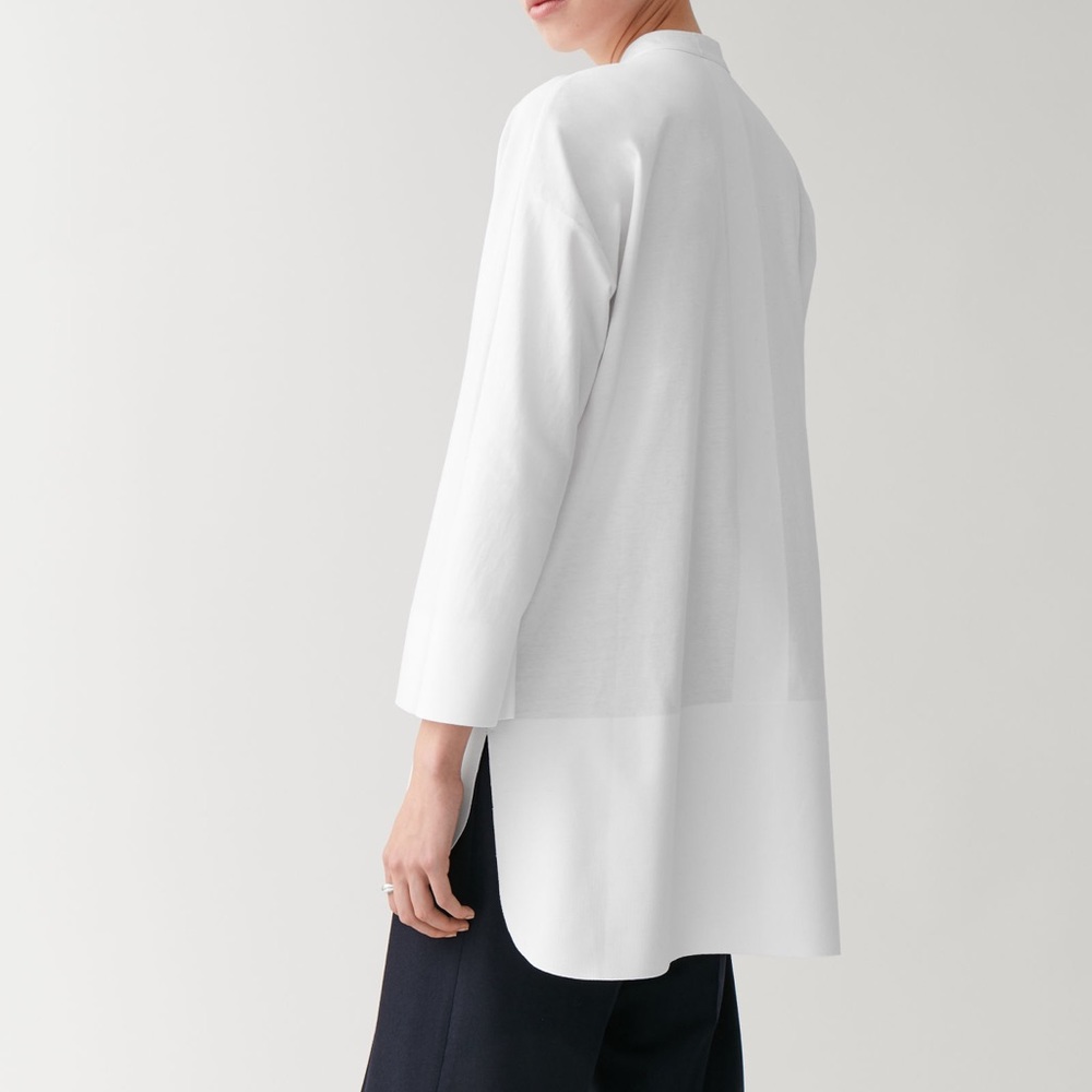 COS - WHITE COTTON SHIRT WITH BONDED HEM